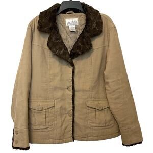 Carolina Colours Corduroy Aviator Jacket Brown Fur Medium